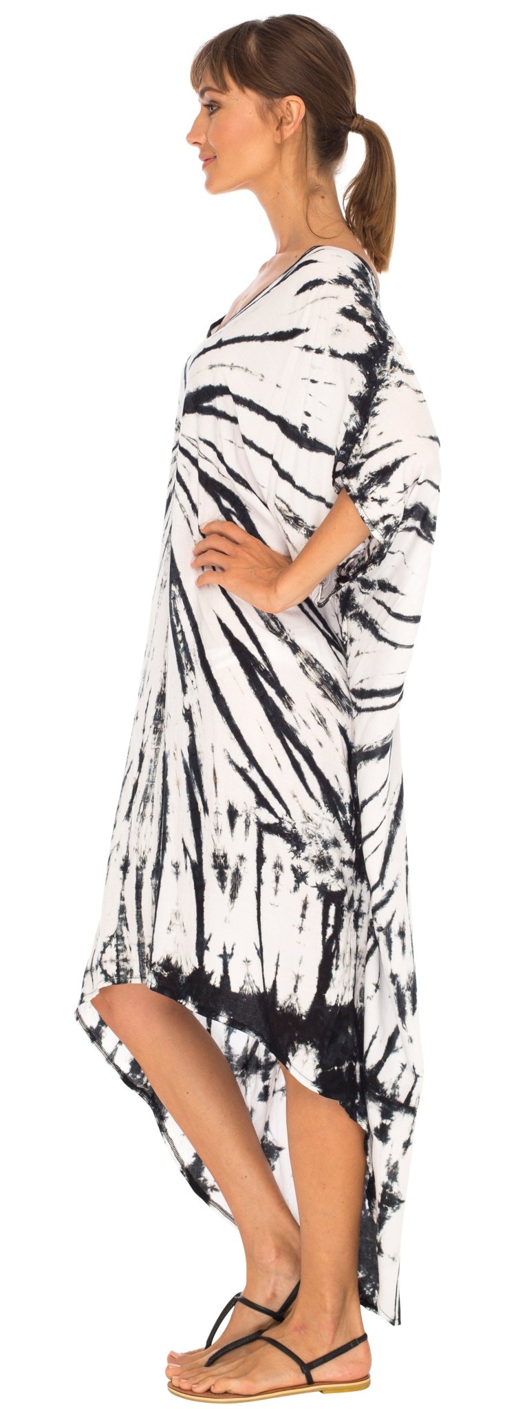 SHU - SHI Women's Loose Beach Cover - Up Dress - Oversized Boho Tunic Top with Tie Dye Design - Love ShuShi