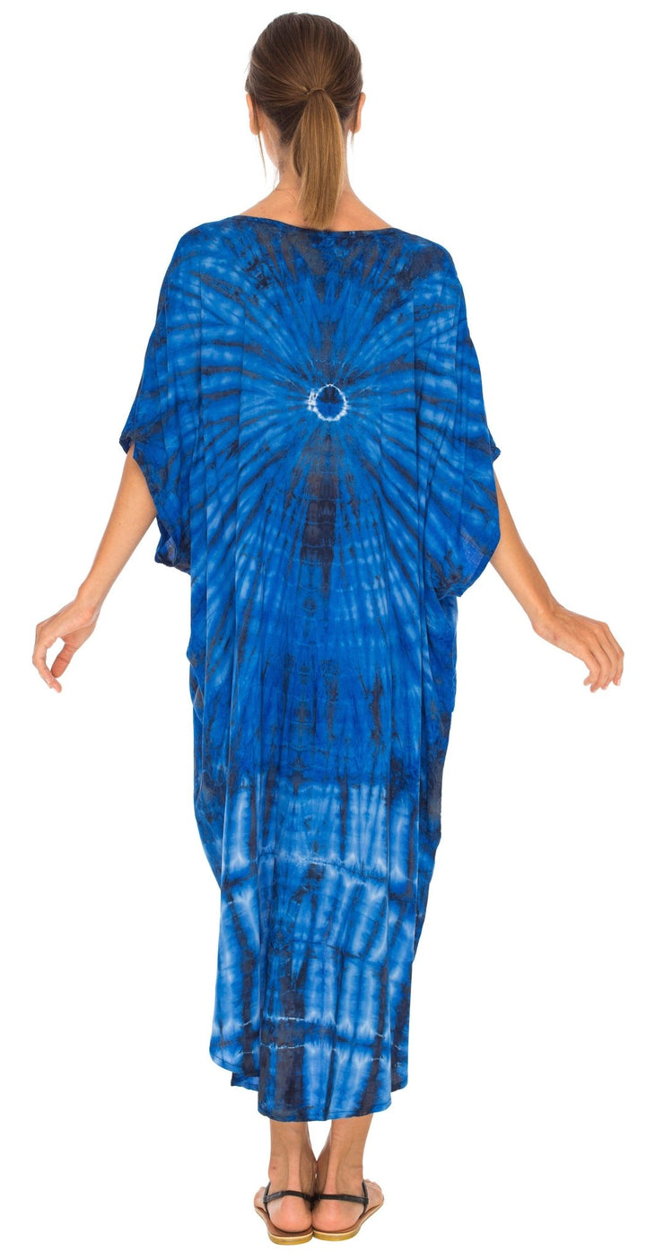 SHU - SHI Women's Loose Beach Cover - Up Dress - Oversized Boho Tunic Top with Tie Dye Design - Love ShuShi