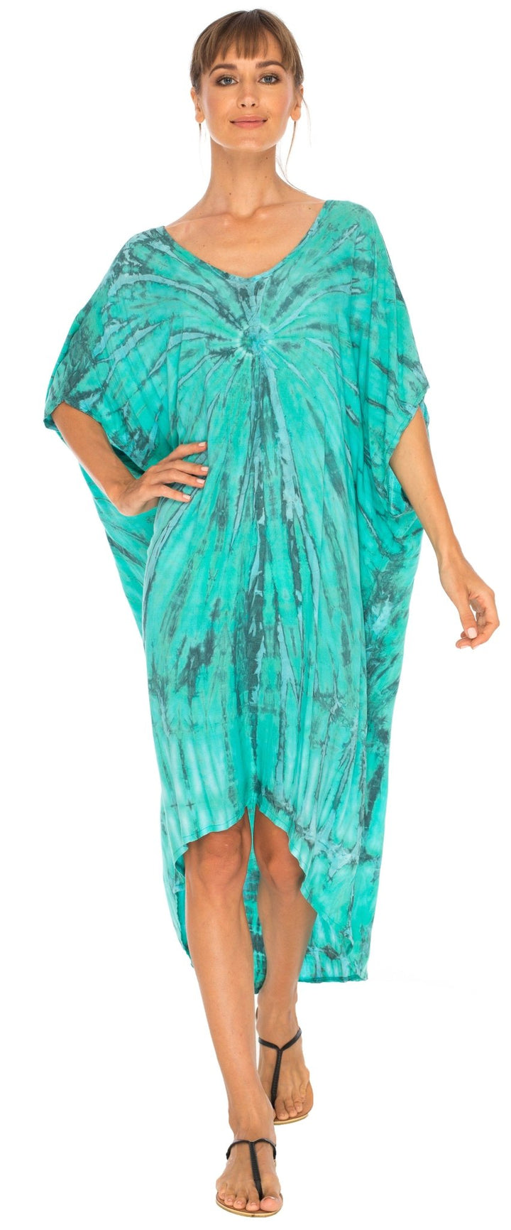 SHU - SHI Women's Loose Beach Cover - Up Dress - Oversized Boho Tunic Top with Tie Dye Design - Love ShuShi