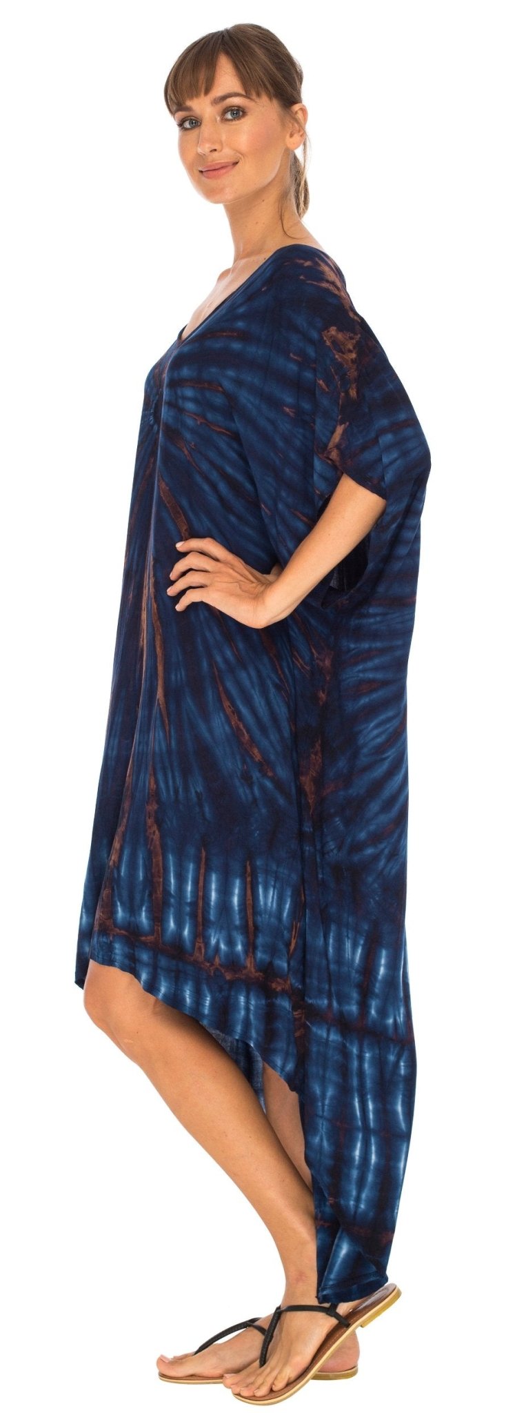 SHU - SHI Women's Loose Beach Cover - Up Dress - Oversized Boho Tunic Top with Tie Dye Design - Love ShuShi