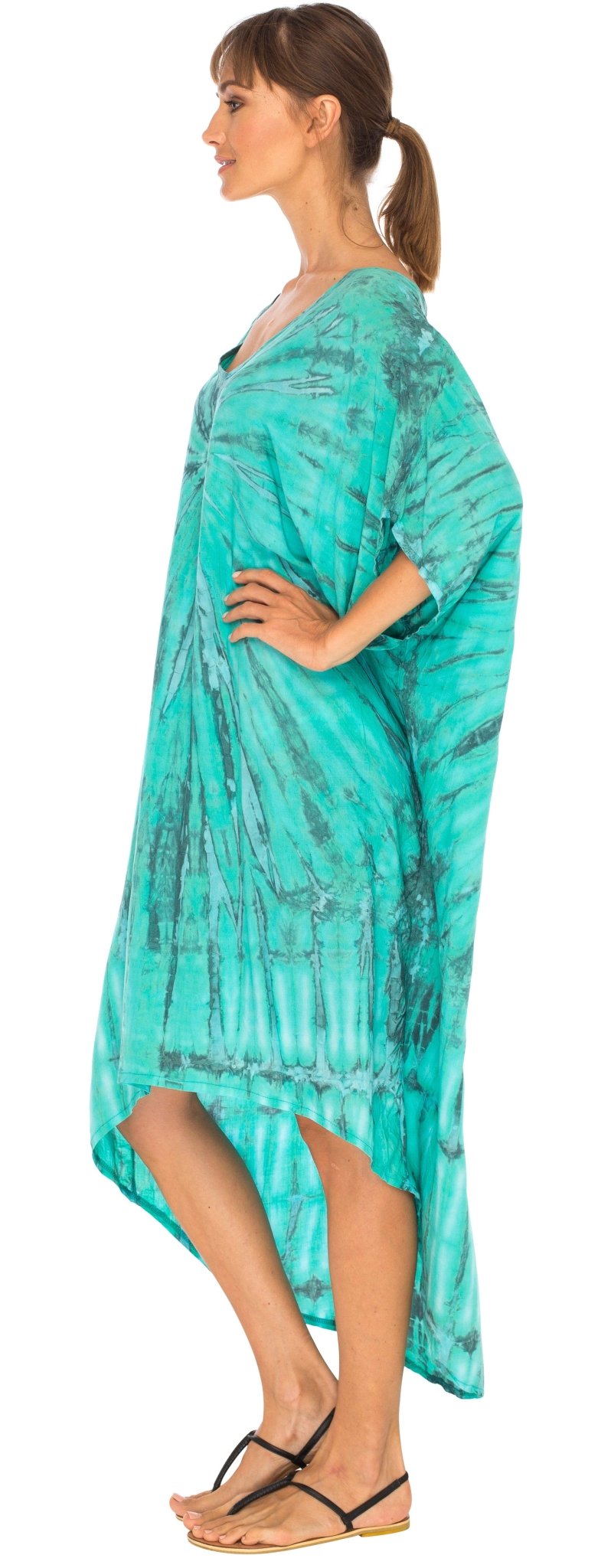 SHU - SHI Women's Loose Beach Cover - Up Dress - Oversized Boho Tunic Top with Tie Dye Design - Love ShuShi