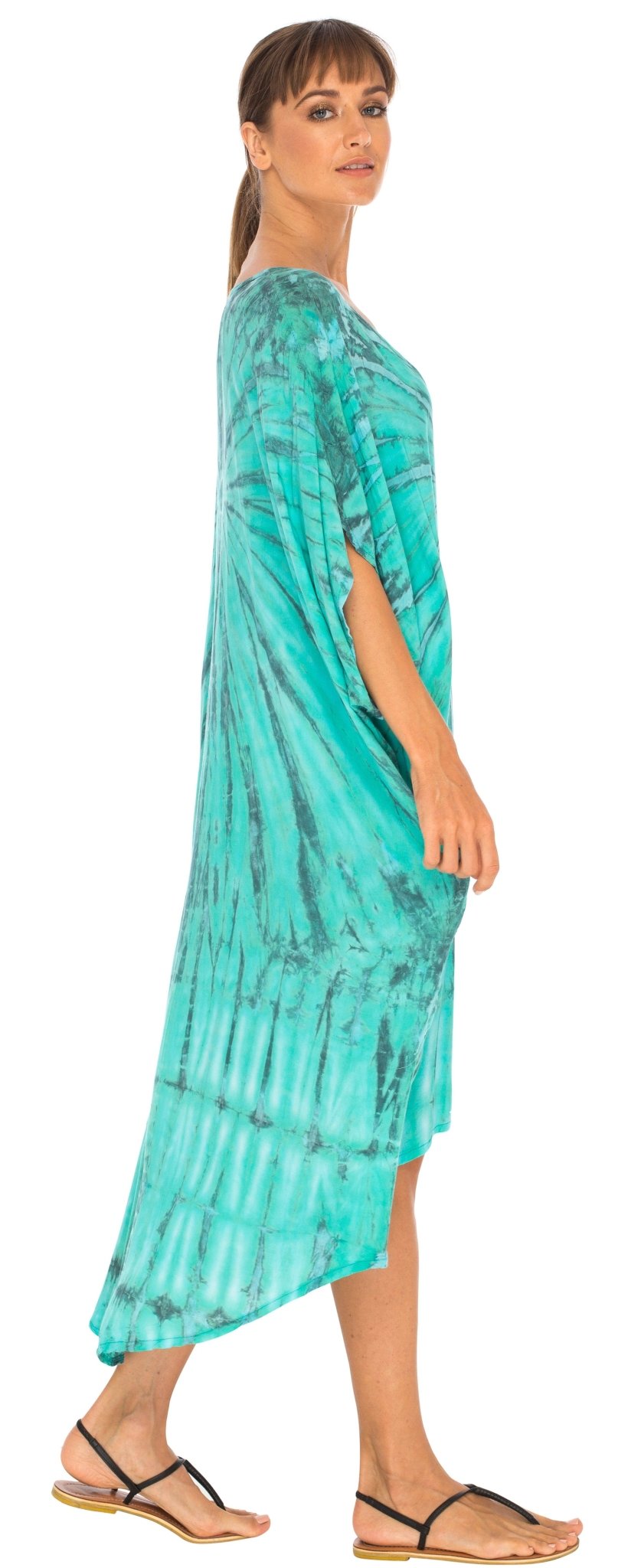 SHU - SHI Women's Loose Beach Cover - Up Dress - Oversized Boho Tunic Top with Tie Dye Design - Love ShuShi