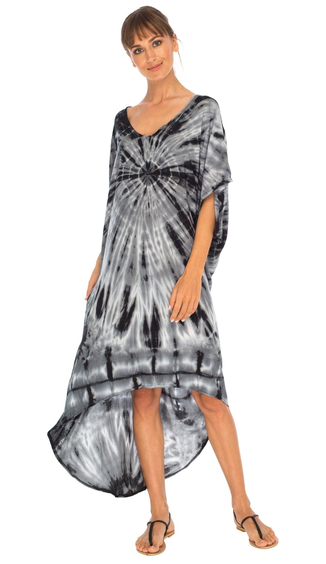 SHU - SHI Women's Loose Beach Cover - Up Dress - Oversized Boho Tunic Top with Tie Dye Design - Love ShuShi