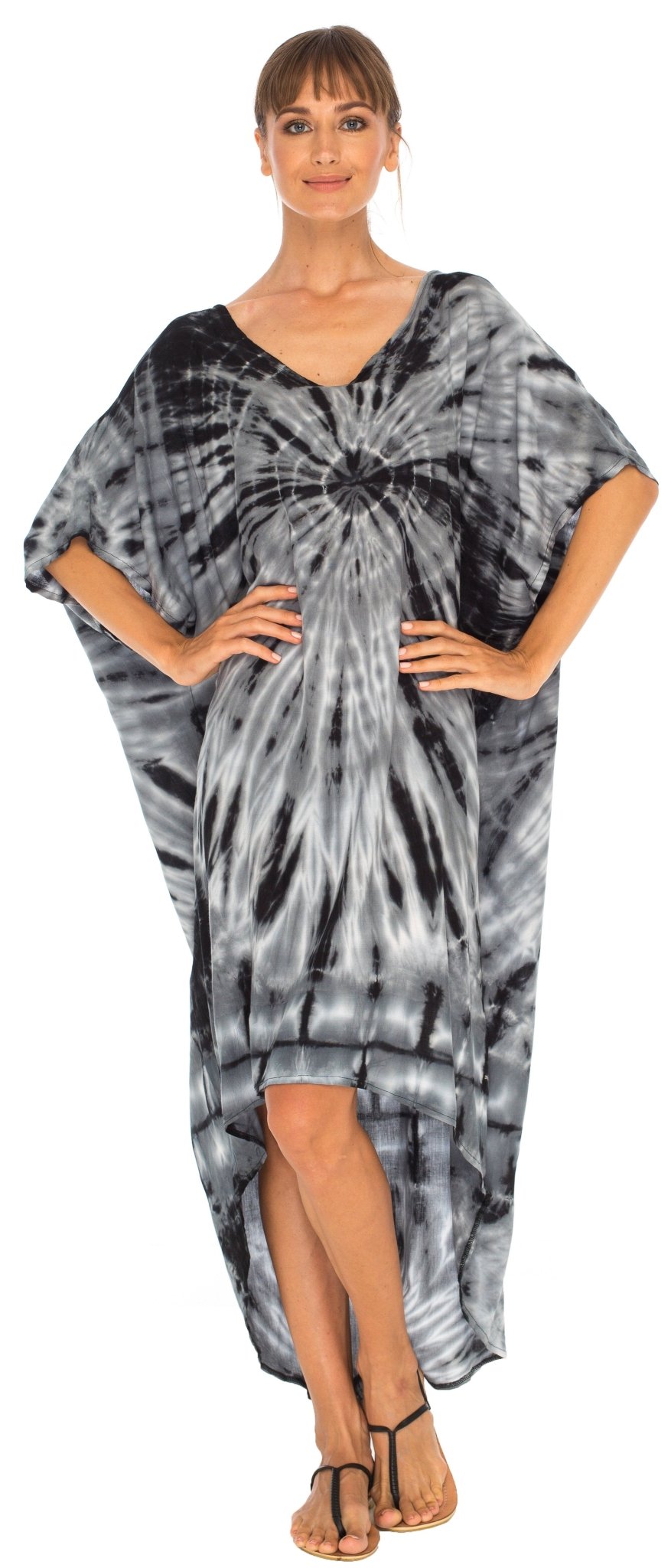 SHU - SHI Women's Loose Beach Cover - Up Dress - Oversized Boho Tunic Top with Tie Dye Design - Love ShuShi