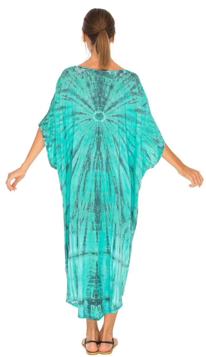 SHU - SHI Women's Loose Beach Cover - Up Dress - Oversized Boho Tunic Top with Tie Dye Design - Love ShuShi