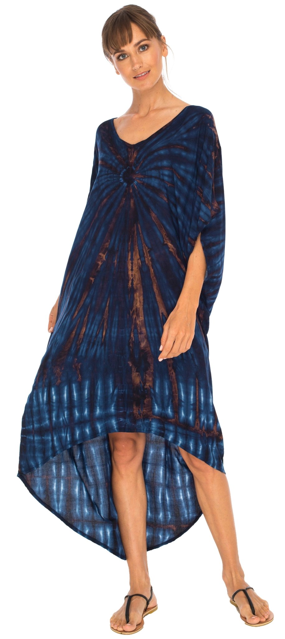 SHU - SHI Women's Loose Beach Cover - Up Dress - Oversized Boho Tunic Top with Tie Dye Design - Love ShuShi