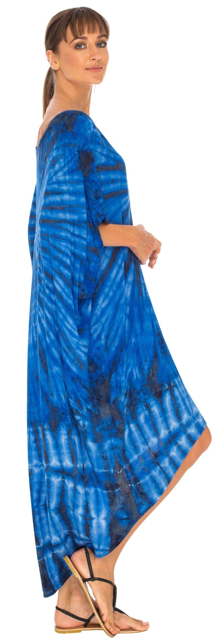 SHU - SHI Women's Loose Beach Cover - Up Dress - Oversized Boho Tunic Top with Tie Dye Design - Love ShuShi