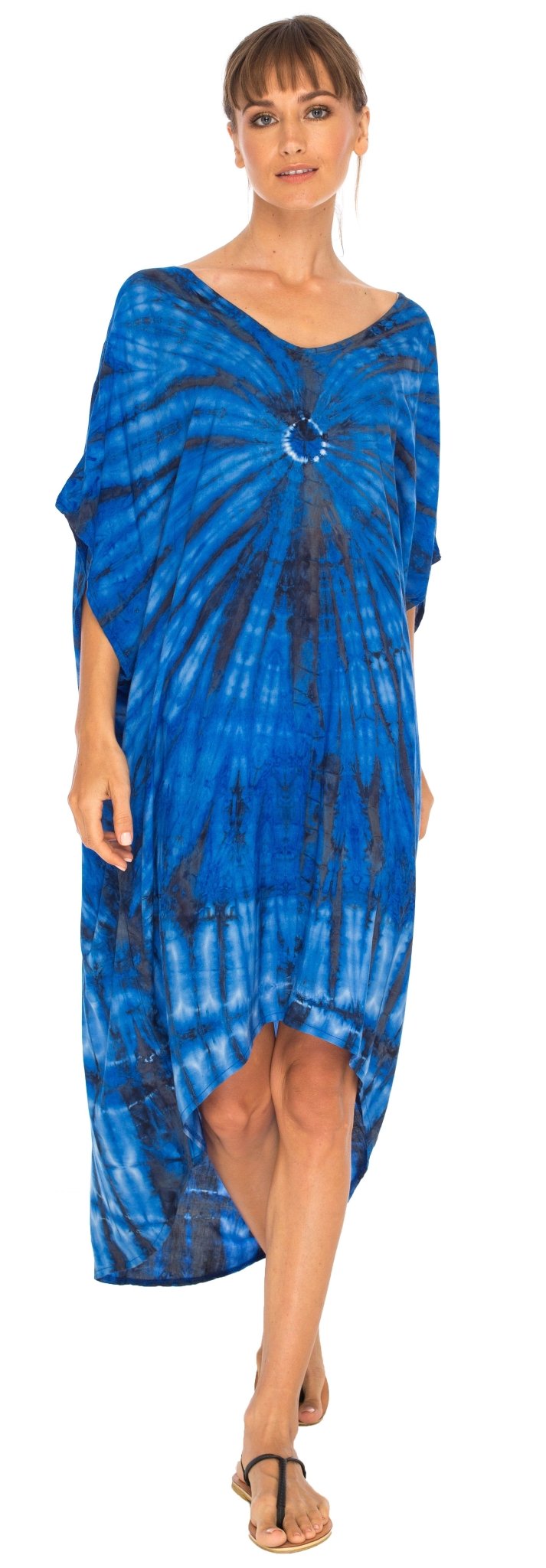 SHU - SHI Women's Loose Beach Cover - Up Dress - Oversized Boho Tunic Top with Tie Dye Design - Love ShuShi