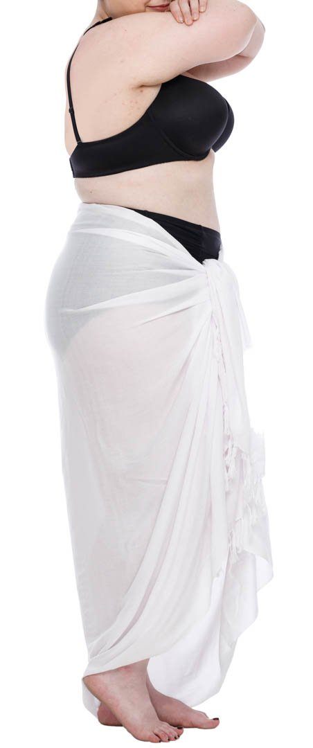 SHU - SHI Women's Plus Size Sarong Wrap Skirt - Solid Beach Cover - Up with Coconut Clip - Love ShuShi