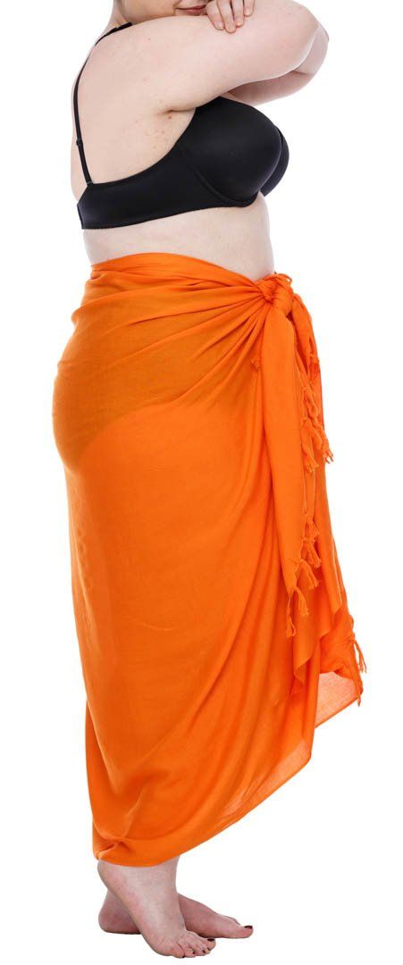 SHU - SHI Women's Plus Size Sarong Wrap Skirt - Solid Beach Cover - Up with Coconut Clip - Love ShuShi