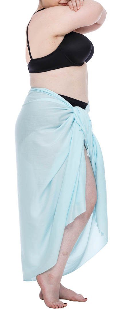 SHU - SHI Women's Plus Size Sarong Wrap Skirt - Solid Beach Cover - Up with Coconut Clip - Love ShuShi