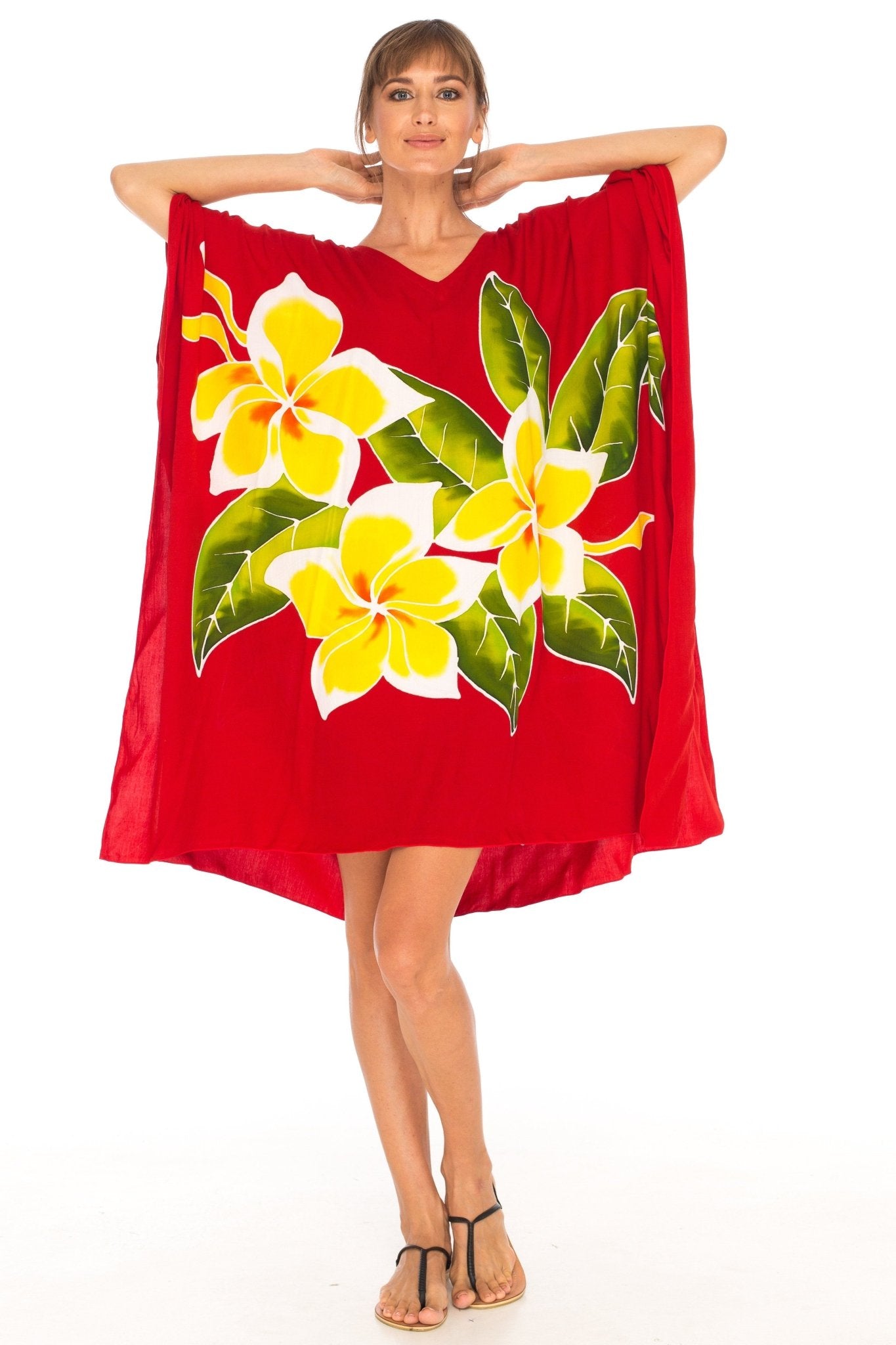 SHU - SHI Women's Plus Size Short Kaftan Poncho Dress - Beach Swimsuit Cover - Up - Love ShuShi