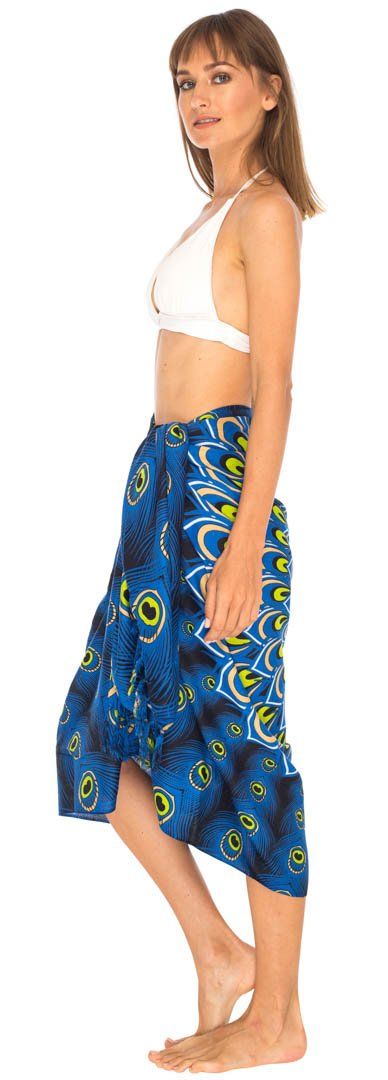 SHU - SHI Women's Sarong Beach Swimsuit Cover - Up Mandala Peacock Print with Clip - Love ShuShi