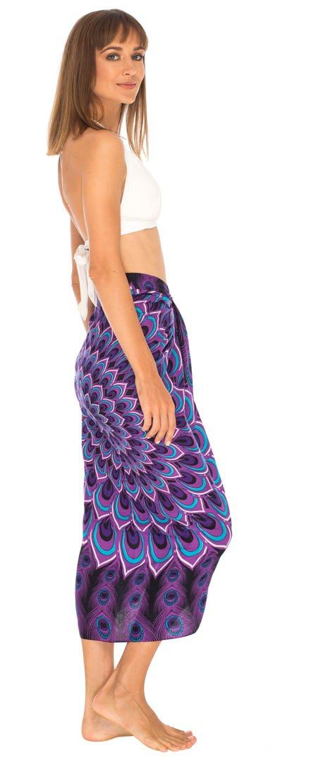 SHU - SHI Women's Sarong Beach Swimsuit Cover - Up Mandala Peacock Print with Clip - Love ShuShi