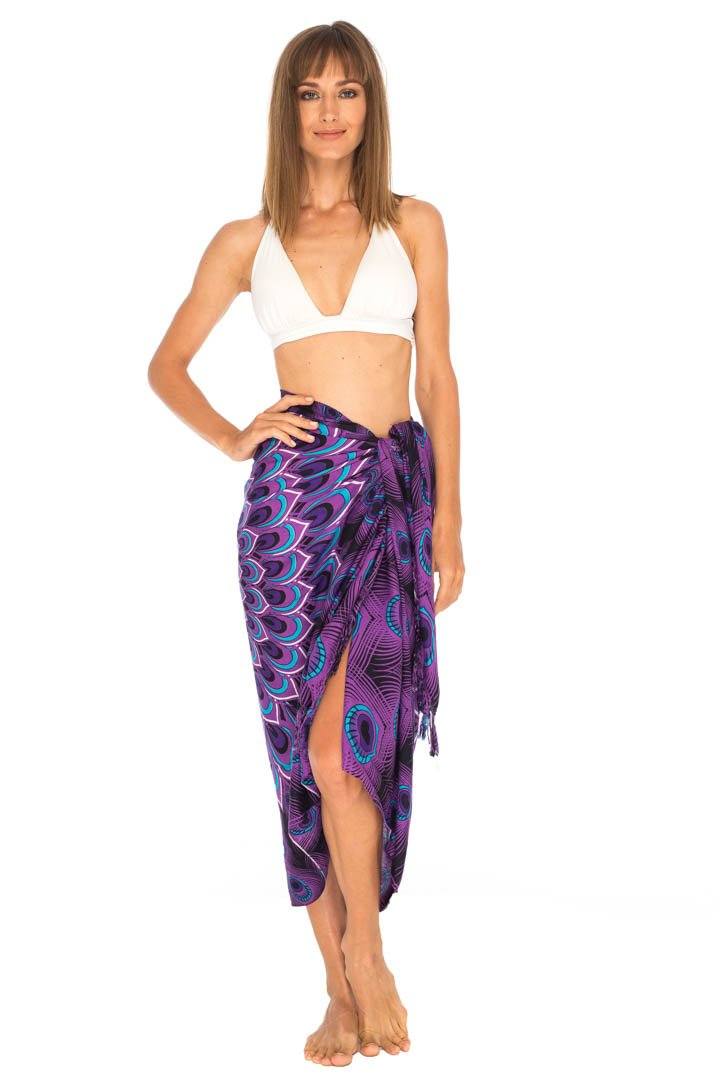 SHU - SHI Women's Sarong Beach Swimsuit Cover - Up Mandala Peacock Print with Clip - Love ShuShi