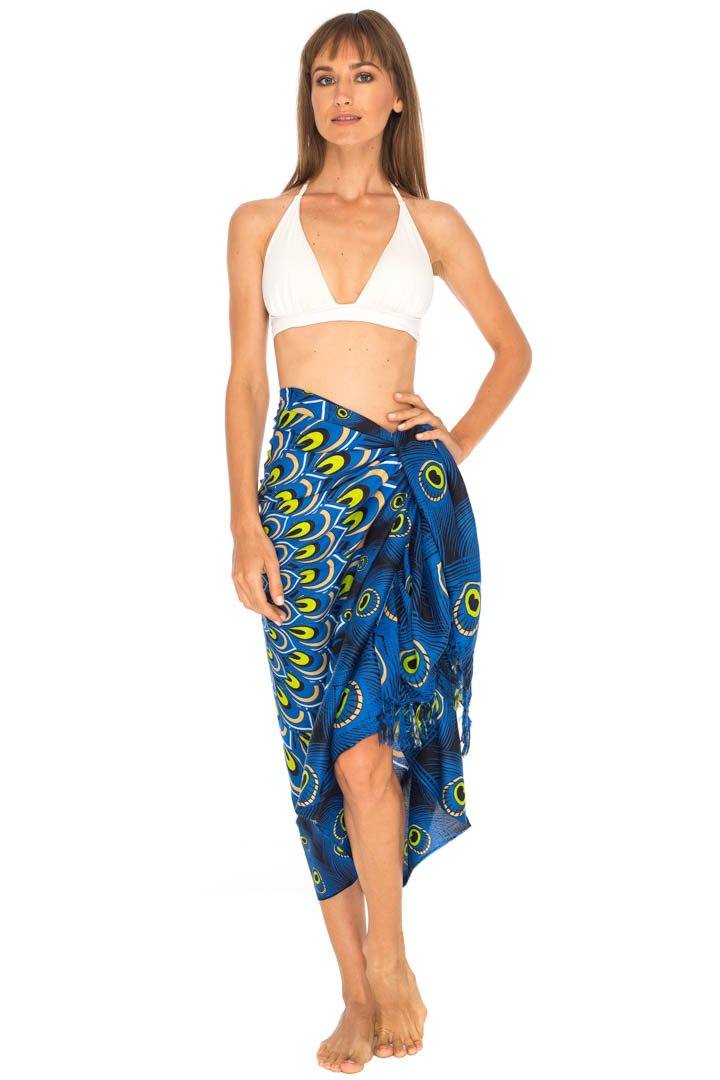 SHU - SHI Women's Sarong Beach Swimsuit Cover - Up Mandala Peacock Print with Clip - Love ShuShi