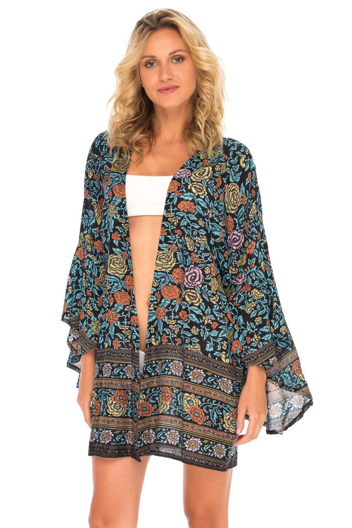 SHU - SHI Women's Sheer Kimono Cardigan Cover - Up | Loose Open Front Beach Kimono - Love ShuShi