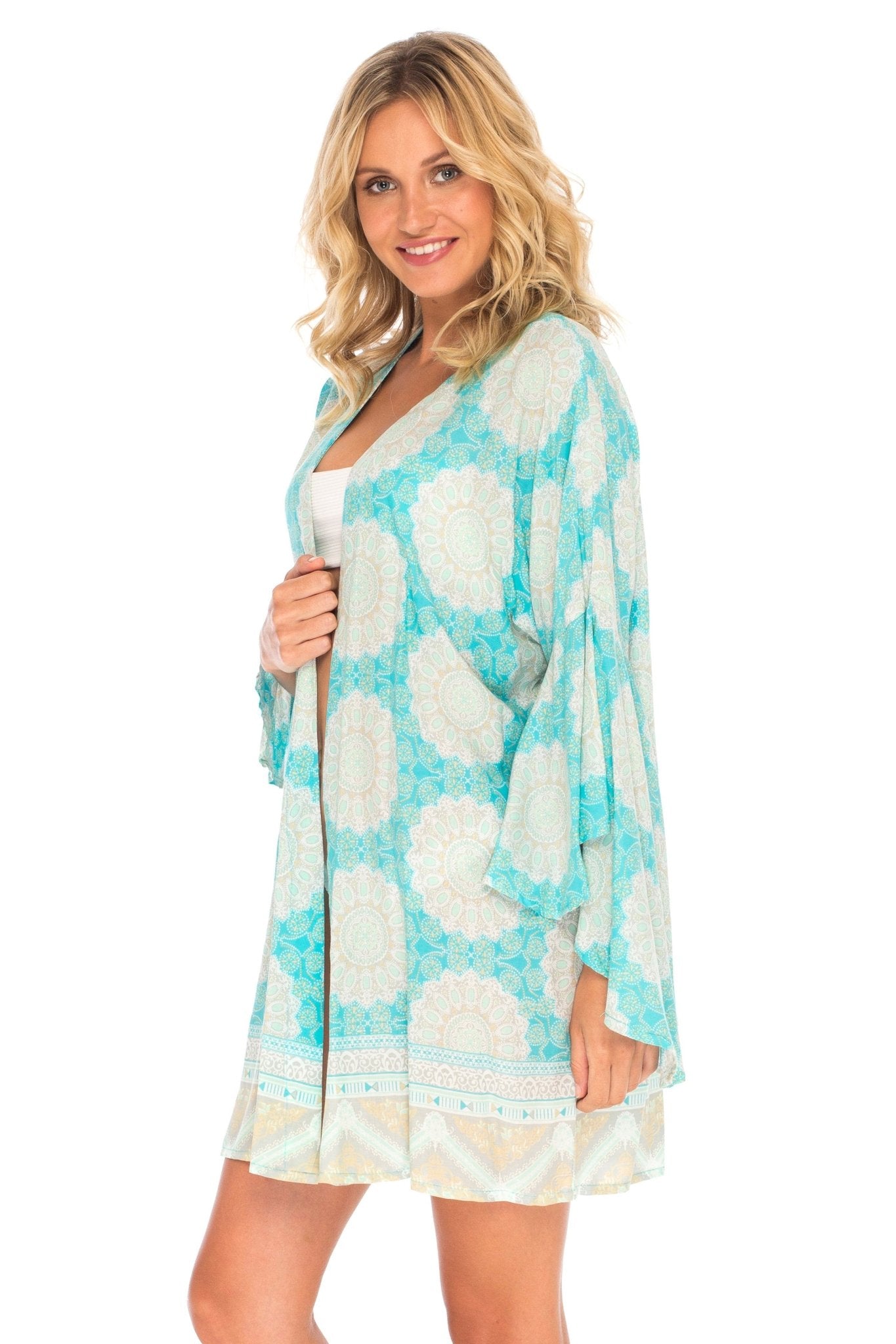 SHU - SHI Women's Sheer Kimono Cardigan Cover - Up | Loose Open Front Beach Kimono - Love ShuShi