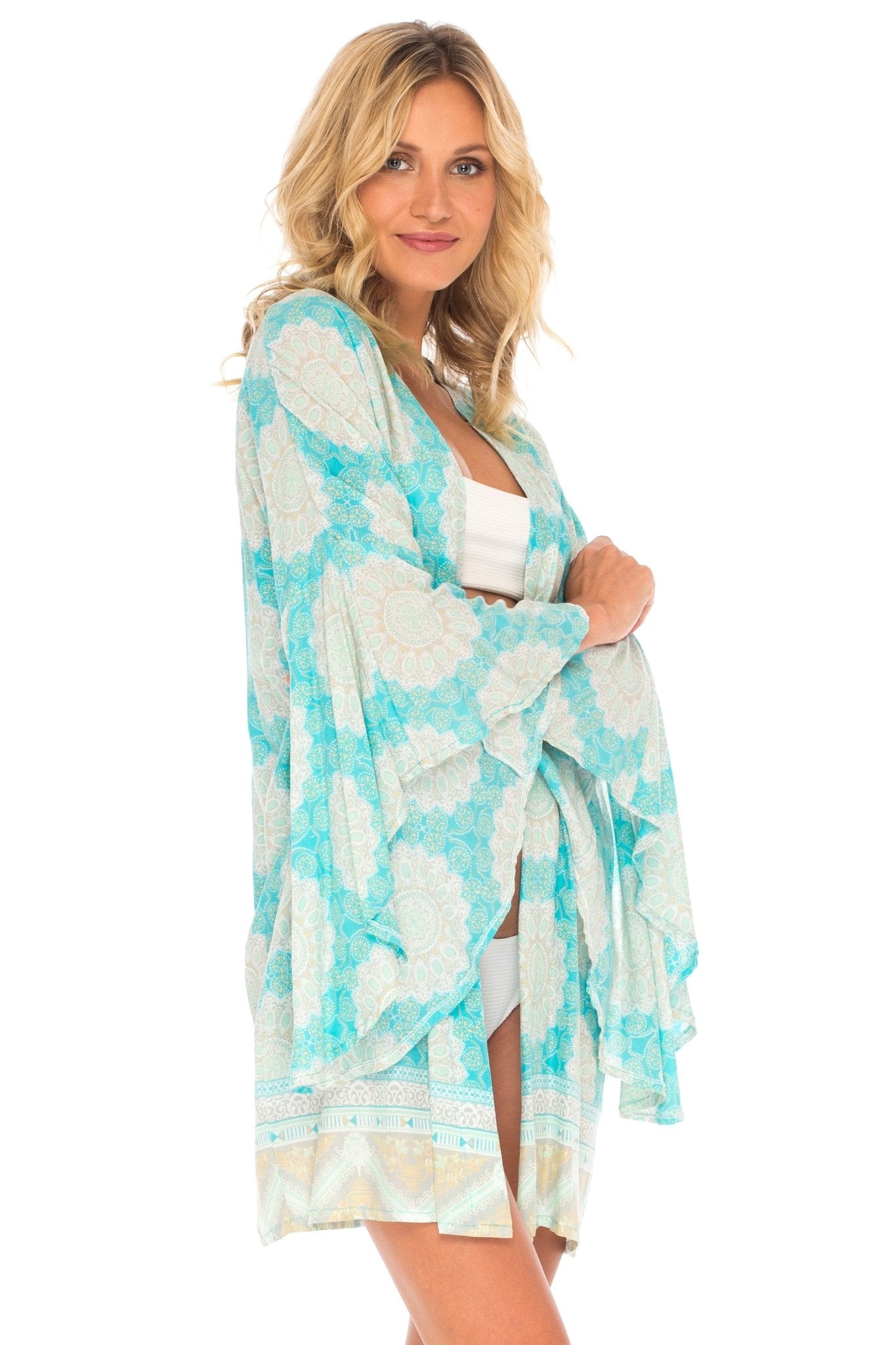 SHU - SHI Women's Sheer Kimono Cardigan Cover - Up | Loose Open Front Beach Kimono - Love ShuShi