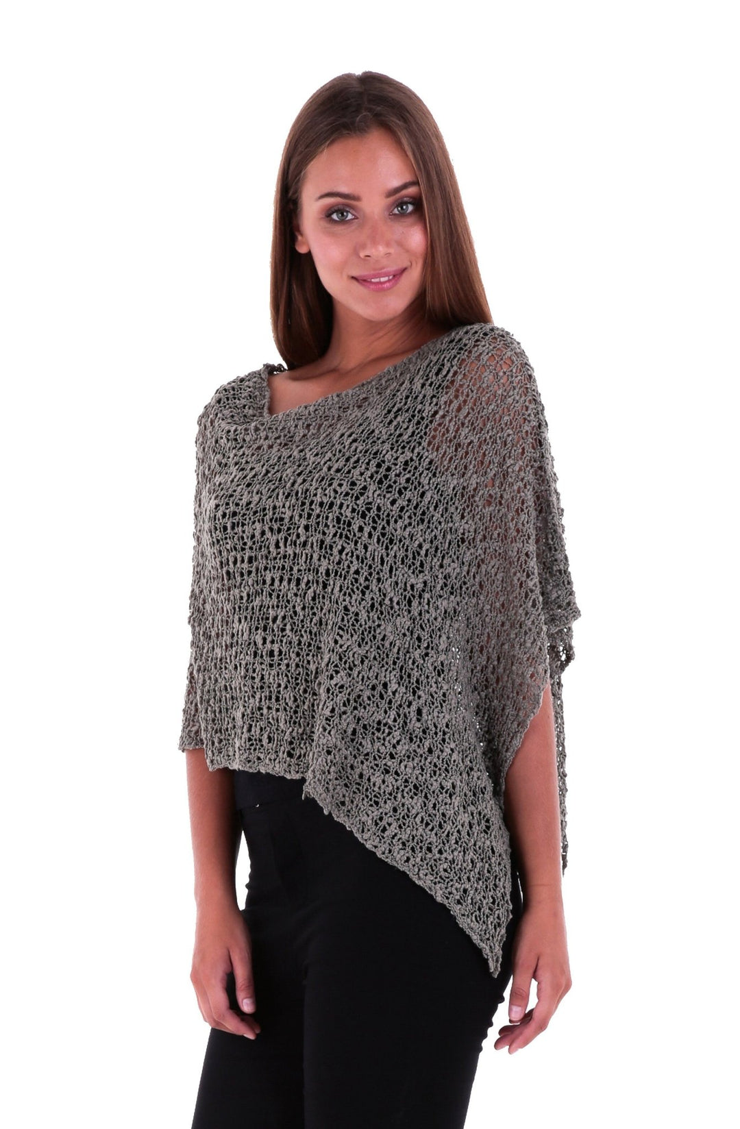 SHU - SHI Women's Sheer Lightweight Knit Poncho Shrug - Summer Popcorn Cape - Love ShuShi