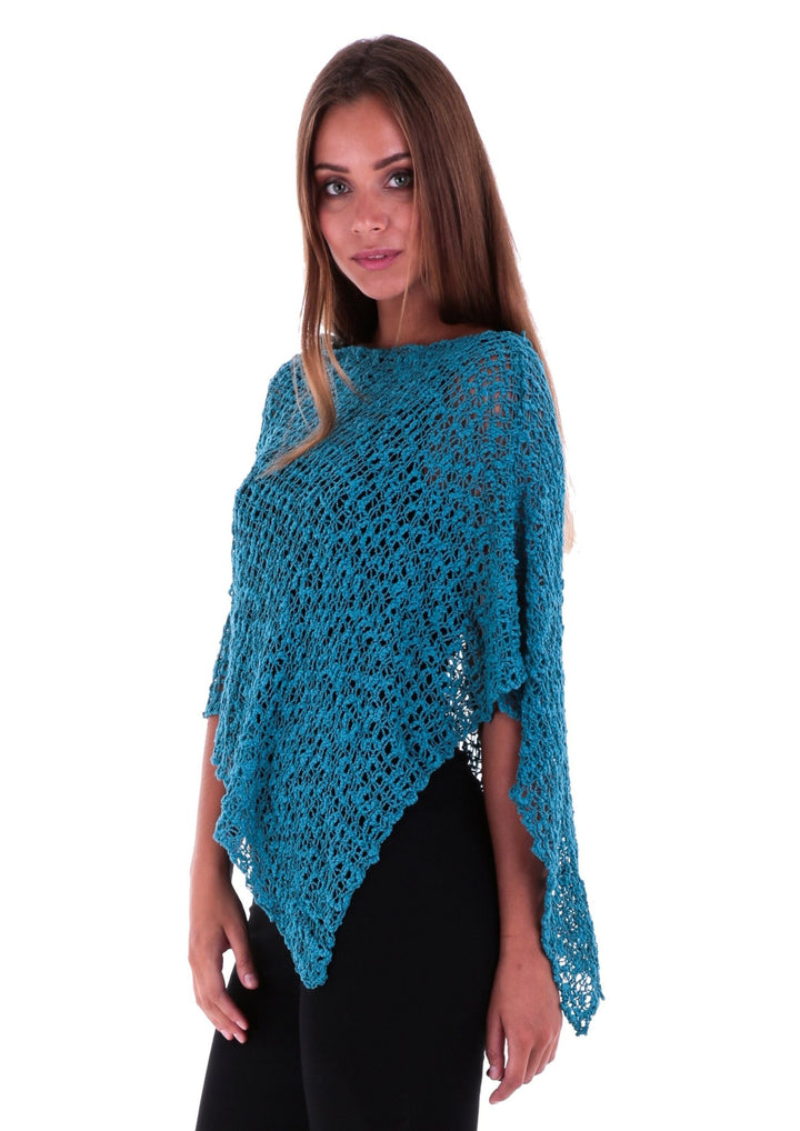 SHU - SHI Women's Sheer Lightweight Knit Poncho Shrug - Summer Popcorn Cape - Love ShuShi