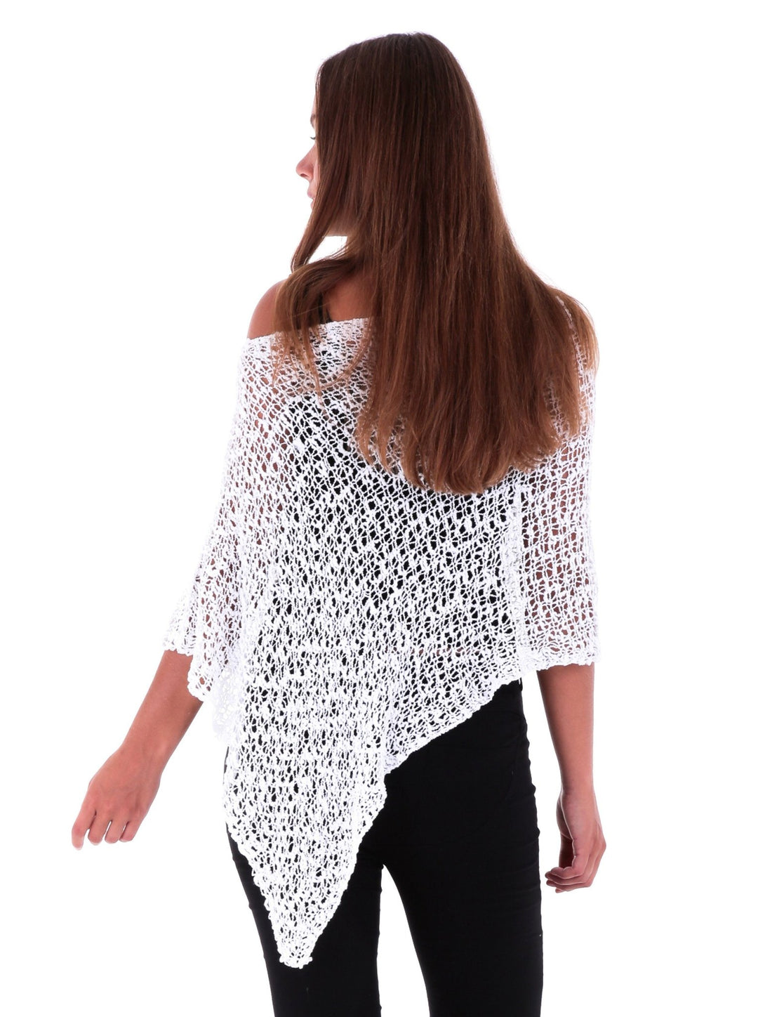 SHU - SHI Women's Sheer Lightweight Knit Poncho Shrug - Summer Popcorn Cape - Love ShuShi