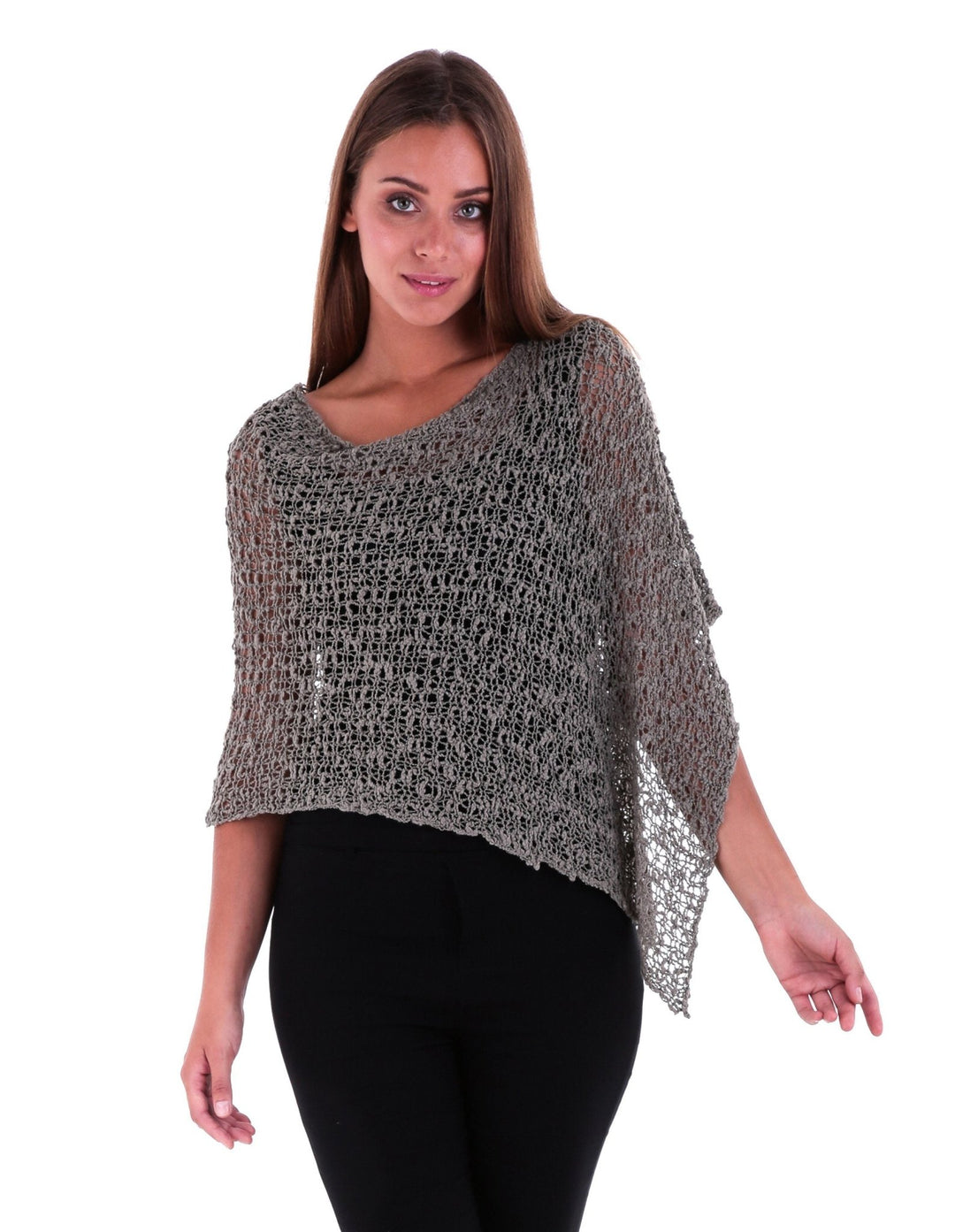 SHU - SHI Women's Sheer Lightweight Knit Poncho Shrug - Summer Popcorn Cape - Love ShuShi