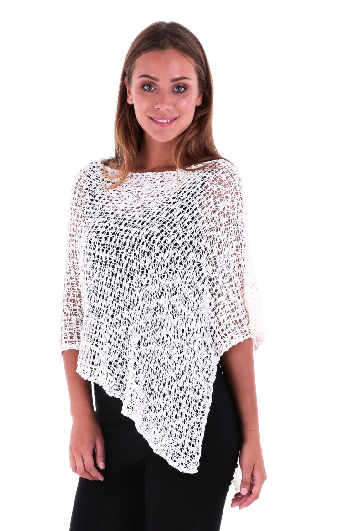 SHU - SHI Women's Sheer Lightweight Knit Poncho Shrug - Summer Popcorn Cape - Love ShuShi