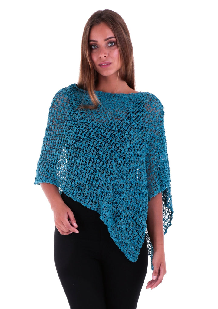 SHU - SHI Women's Sheer Lightweight Knit Poncho Shrug - Summer Popcorn Cape - Love ShuShi