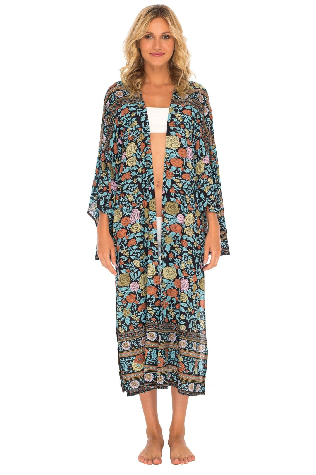 SHU - SHI Women's Sheer Loose Kimono Cardigan Cover - Up - Open Front Beach Kimono - Love ShuShi