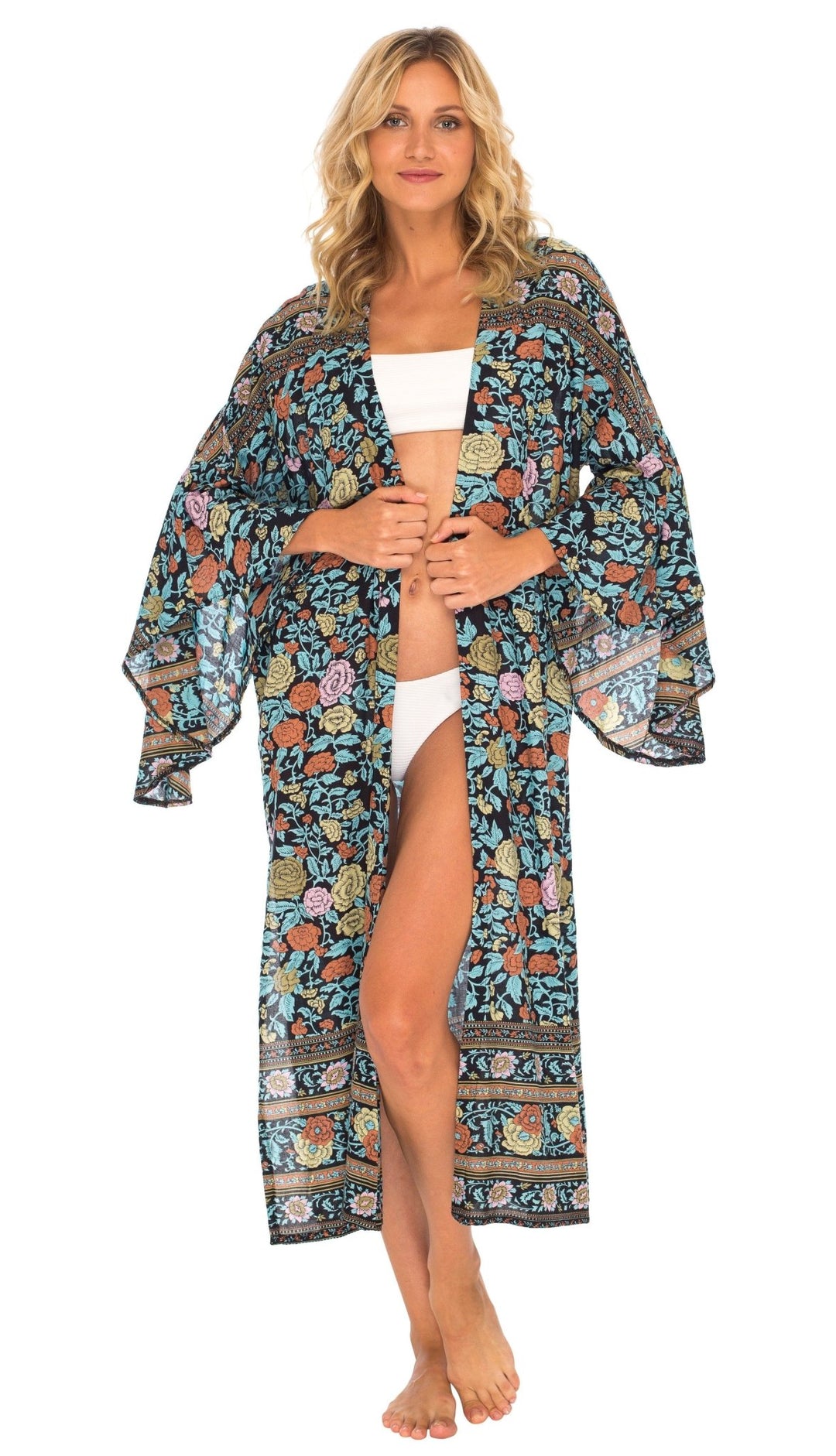 SHU - SHI Women's Sheer Loose Kimono Cardigan Cover - Up - Open Front Beach Kimono - Love ShuShi