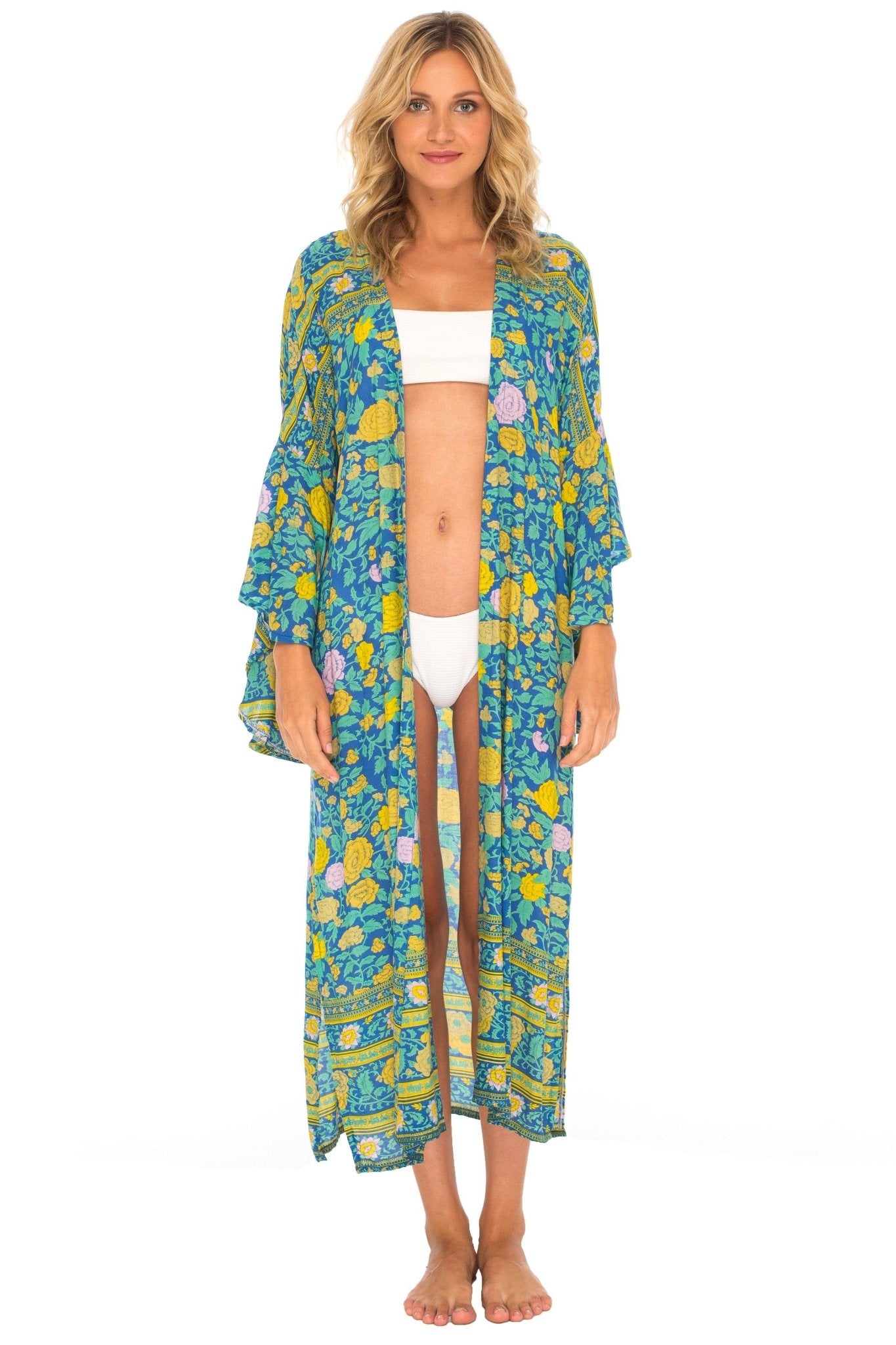 SHU - SHI Women's Sheer Loose Kimono Cardigan Cover - Up - Open Front Beach Kimono - Love ShuShi