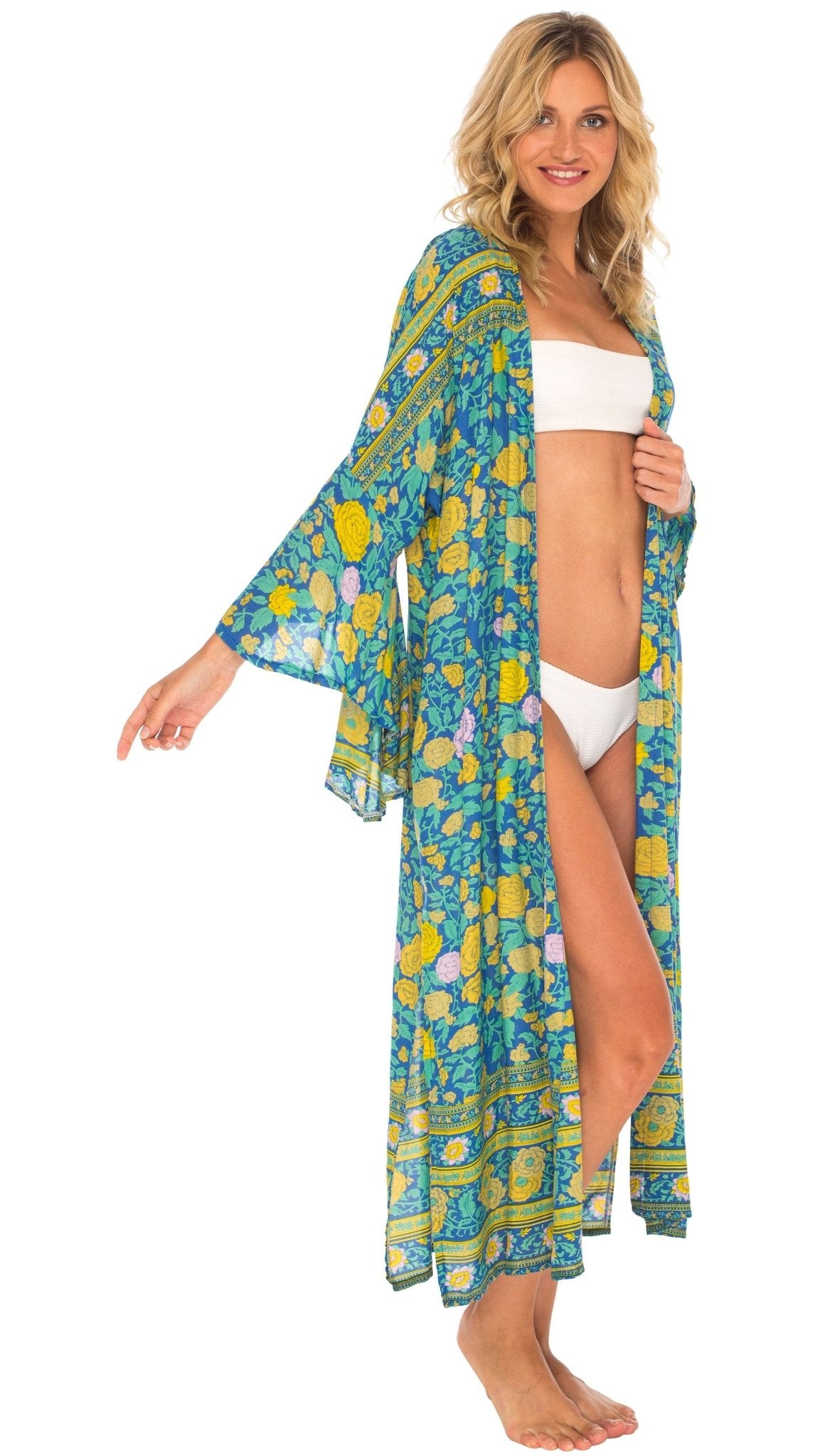 SHU - SHI Women's Sheer Loose Kimono Cardigan Cover - Up - Open Front Beach Kimono - Love ShuShi