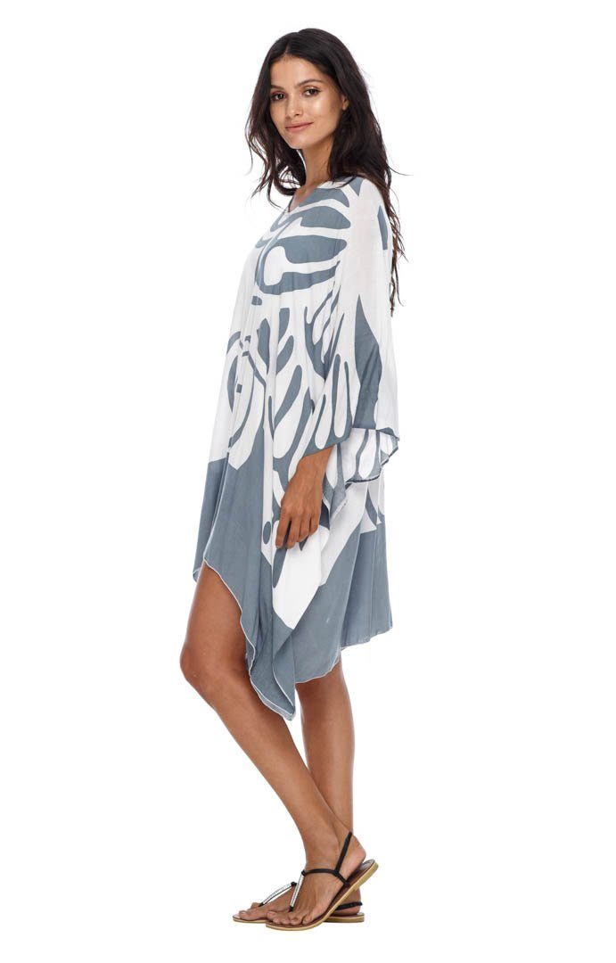 SHU - SHI Women's Short Beach Caftan - Butterfly Loose Swimsuit Cover - Up, Poncho Tunic Dress - Love ShuShi