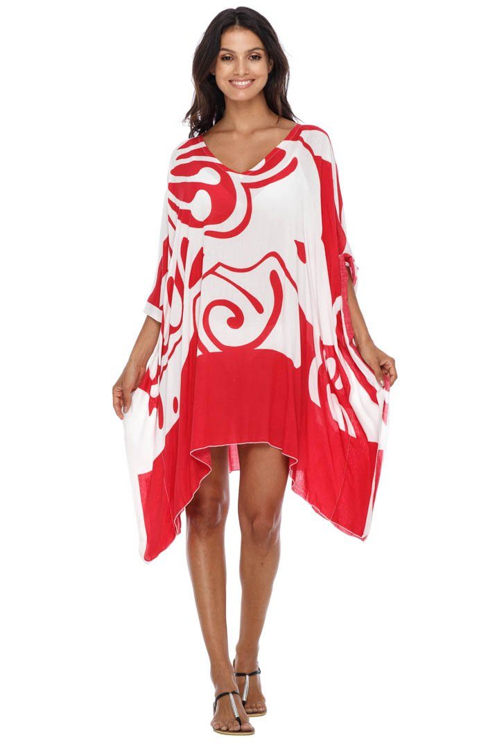 SHU - SHI Women's Short Beach Caftan - Butterfly Loose Swimsuit Cover - Up, Poncho Tunic Dress - Love ShuShi