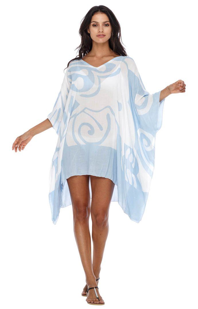 SHU - SHI Women's Short Beach Caftan - Butterfly Loose Swimsuit Cover - Up, Poncho Tunic Dress - Love ShuShi