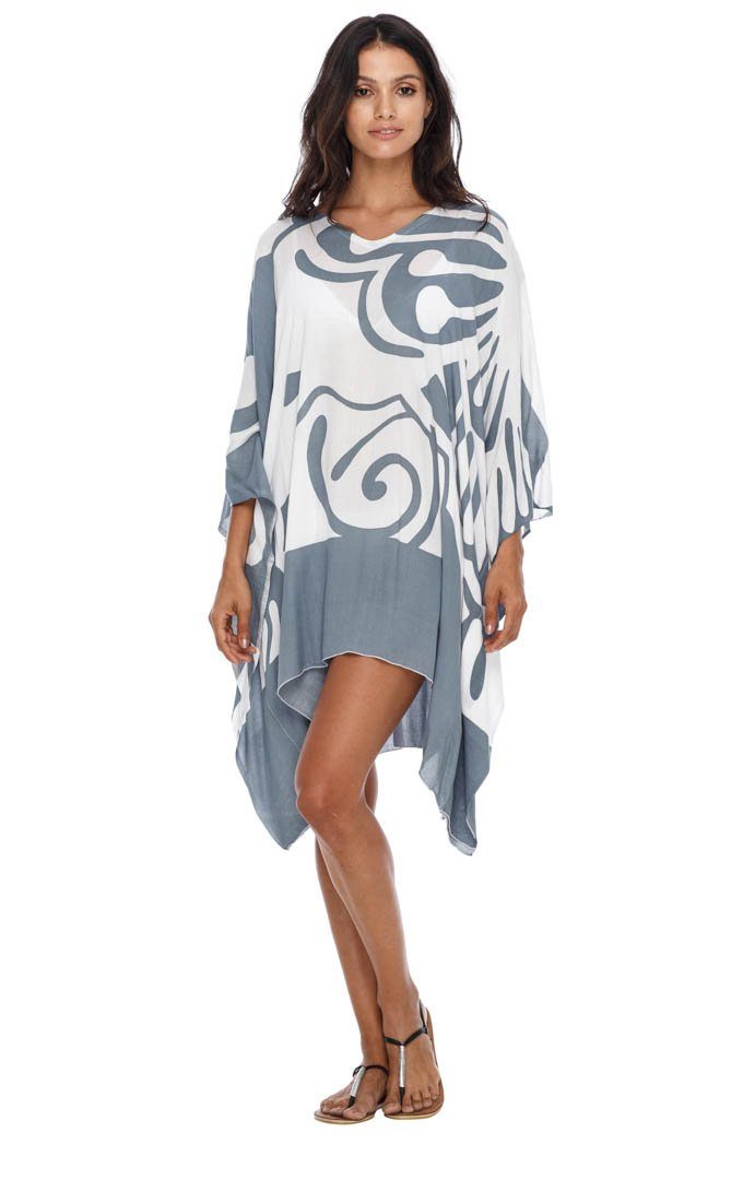 SHU - SHI Women's Short Beach Caftan - Butterfly Loose Swimsuit Cover - Up, Poncho Tunic Dress - Love ShuShi