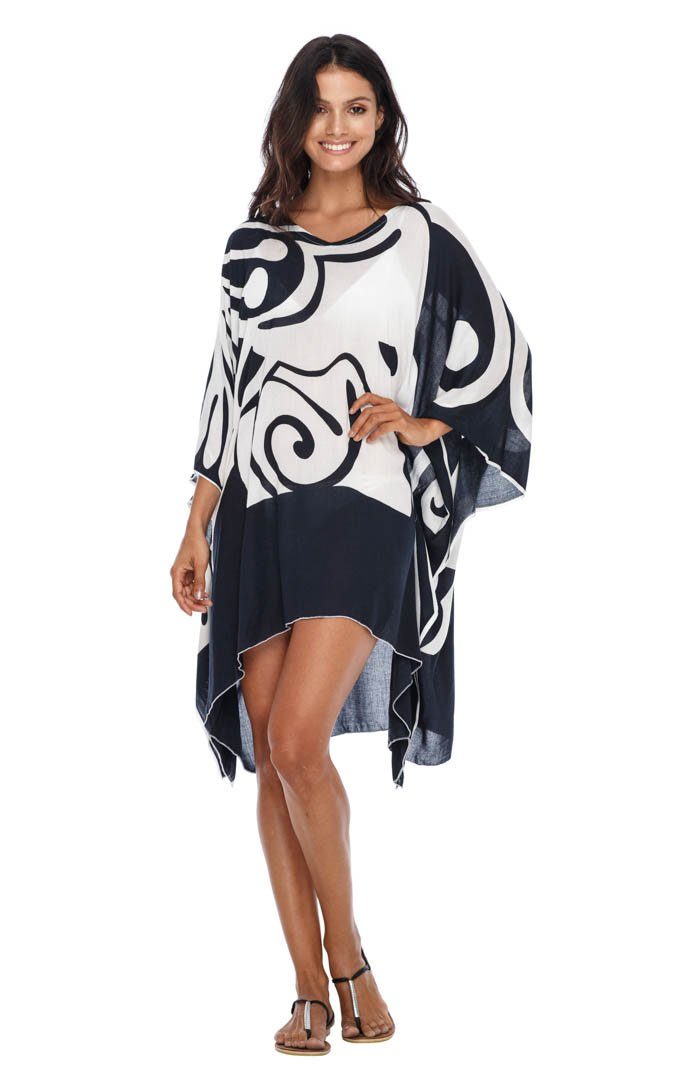 SHU - SHI Women's Short Beach Caftan - Butterfly Loose Swimsuit Cover - Up, Poncho Tunic Dress - Love ShuShi