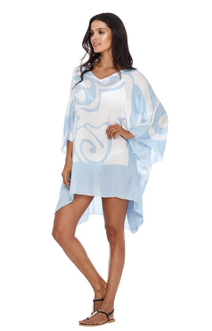 SHU - SHI Women's Short Beach Caftan - Butterfly Loose Swimsuit Cover - Up, Poncho Tunic Dress - Love ShuShi