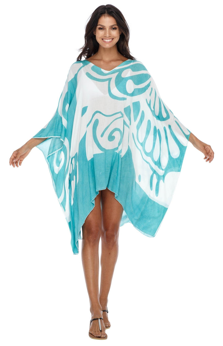 SHU - SHI Women's Short Beach Caftan - Butterfly Loose Swimsuit Cover - Up, Poncho Tunic Dress - Love ShuShi