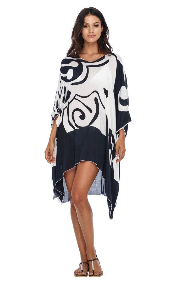 SHU - SHI Women's Short Beach Caftan - Butterfly Loose Swimsuit Cover - Up, Poncho Tunic Dress - Love ShuShi