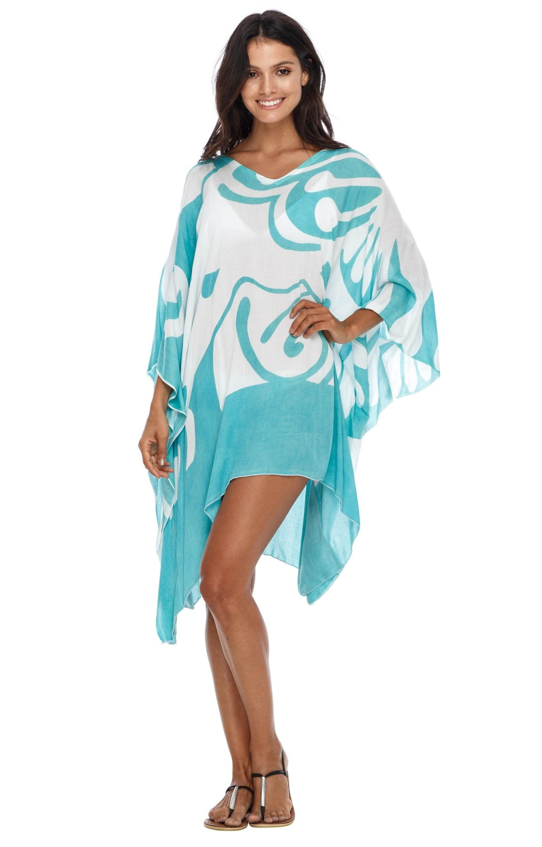 SHU - SHI Women's Short Beach Caftan - Butterfly Loose Swimsuit Cover - Up, Poncho Tunic Dress - Love ShuShi