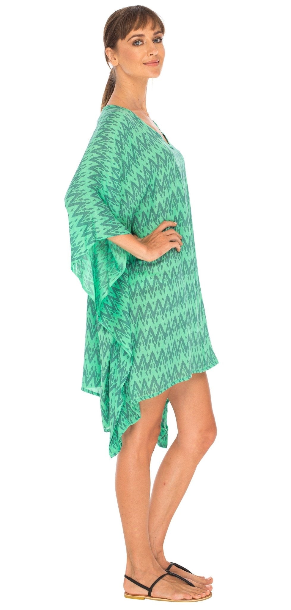 SHU - SHI Women's Short Beach Poncho Dress Kaftan - Loose Swimsuit Cover Up Top - Love ShuShi