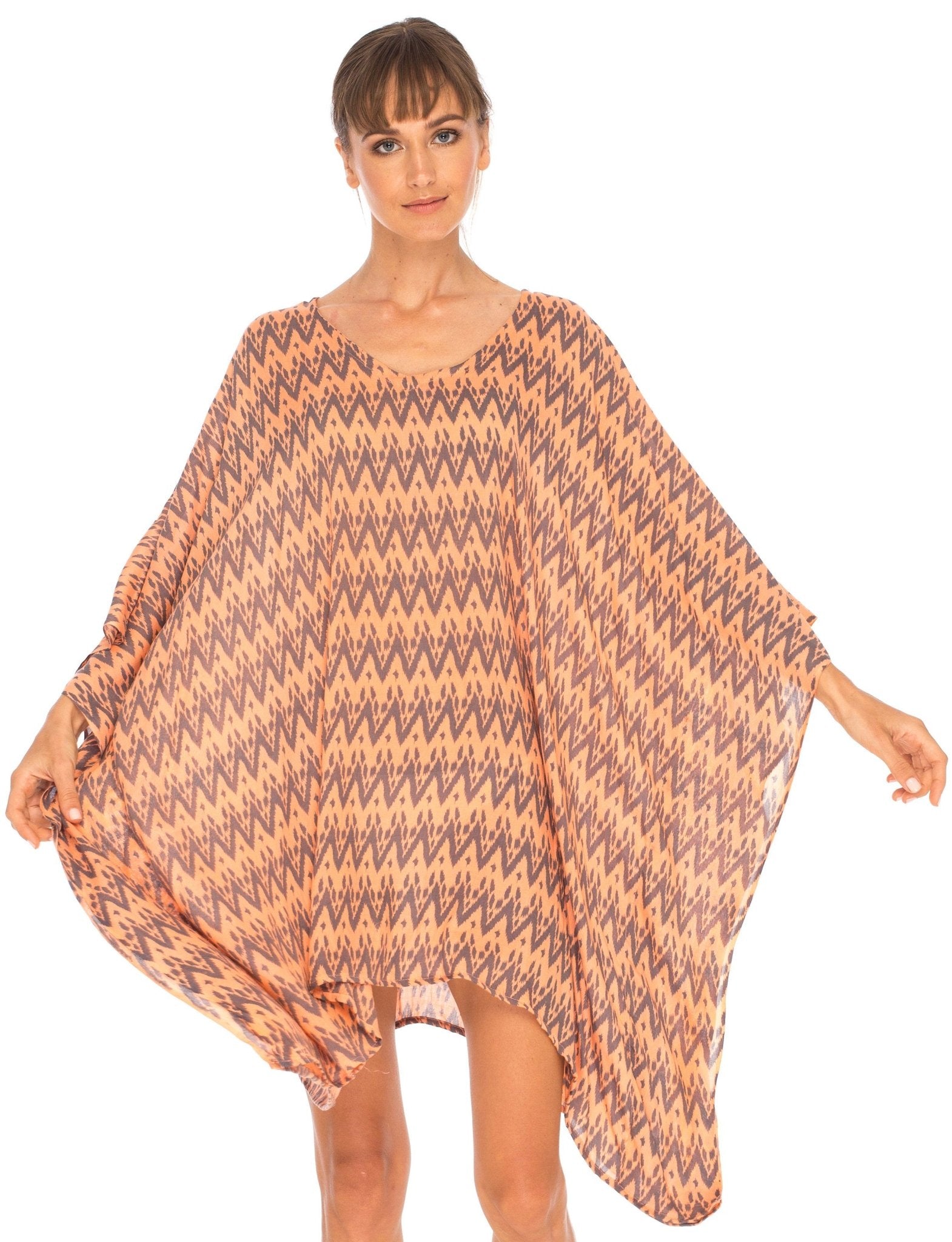 SHU - SHI Women's Short Beach Poncho Dress Kaftan - Loose Swimsuit Cover Up Top - Love ShuShi