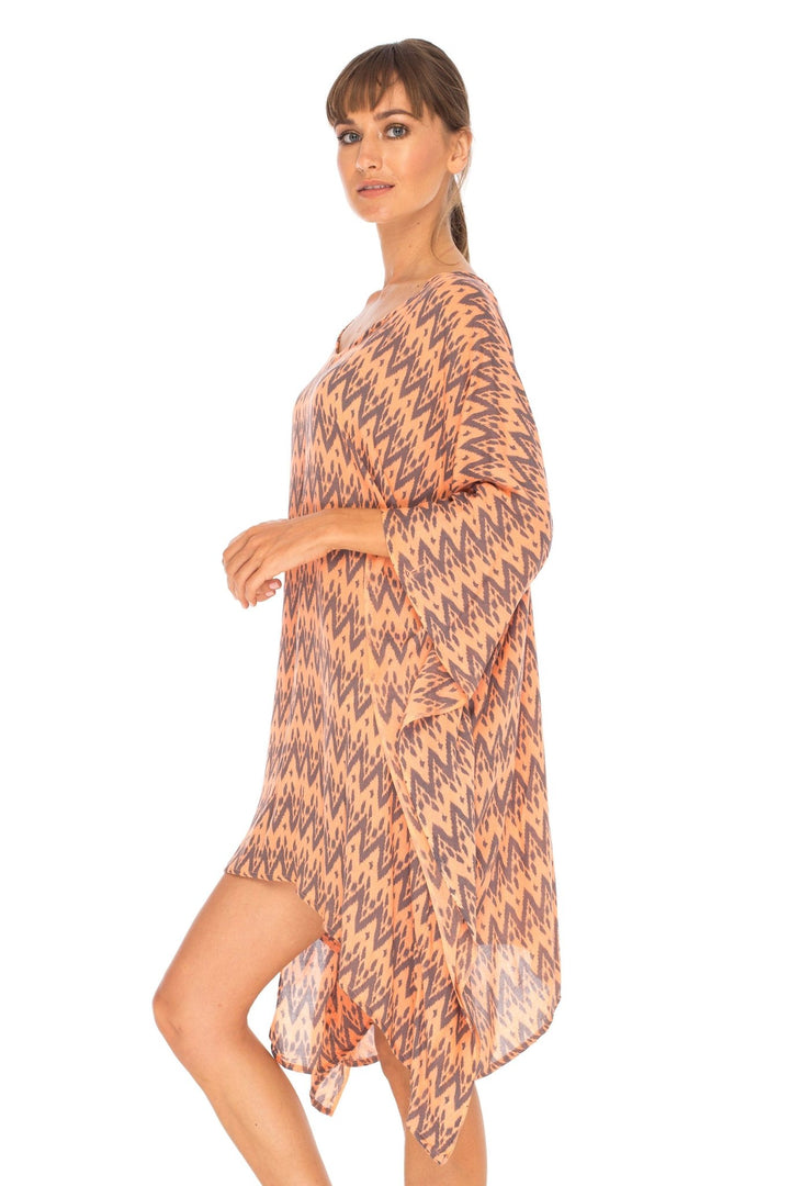 SHU - SHI Women's Short Beach Poncho Dress Kaftan - Loose Swimsuit Cover Up Top - Love ShuShi