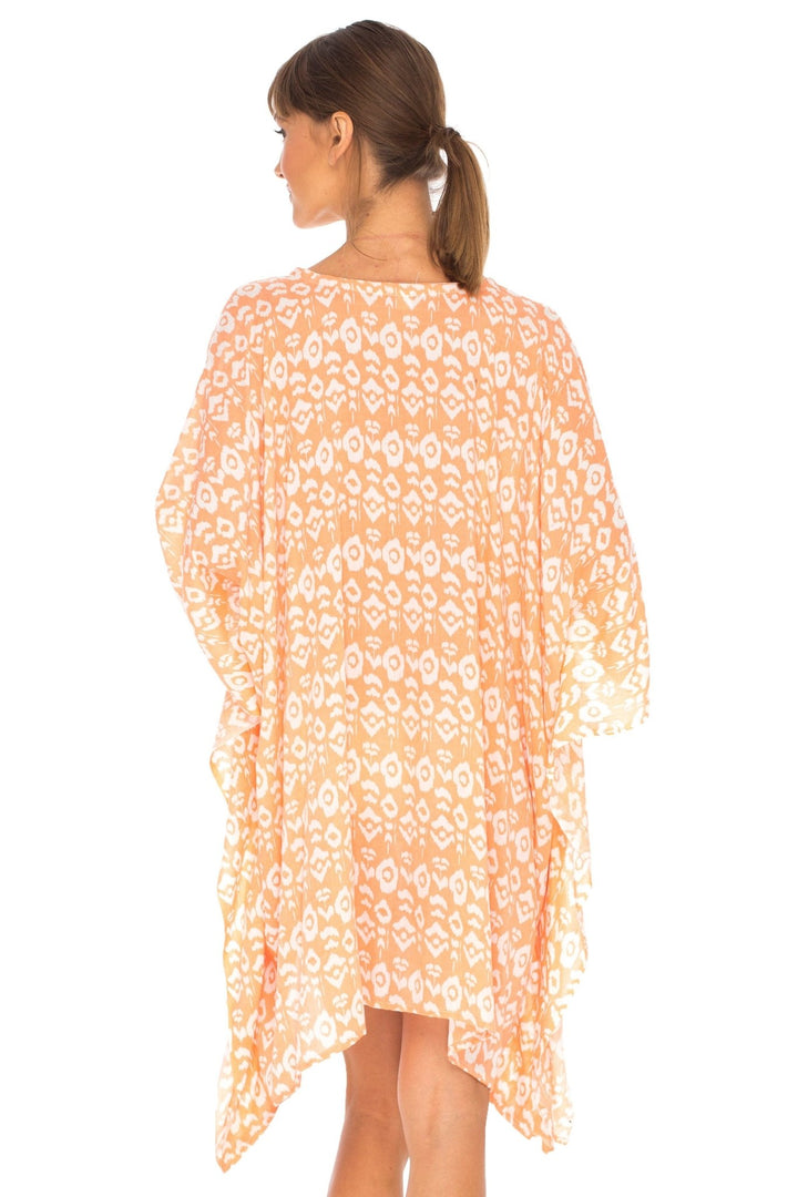 SHU - SHI Women's Short Beach Swimsuit Cover - Up - Floral Poncho Dress Kaftan Loose Top - Love ShuShi