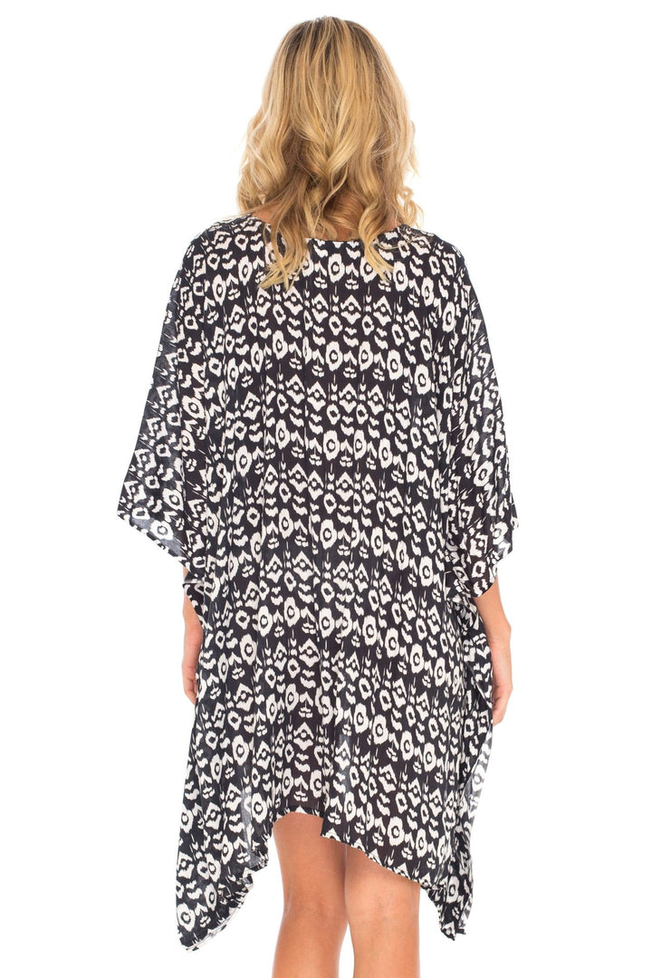 SHU - SHI Women's Short Beach Swimsuit Cover - Up - Floral Poncho Dress Kaftan Loose Top - Love ShuShi