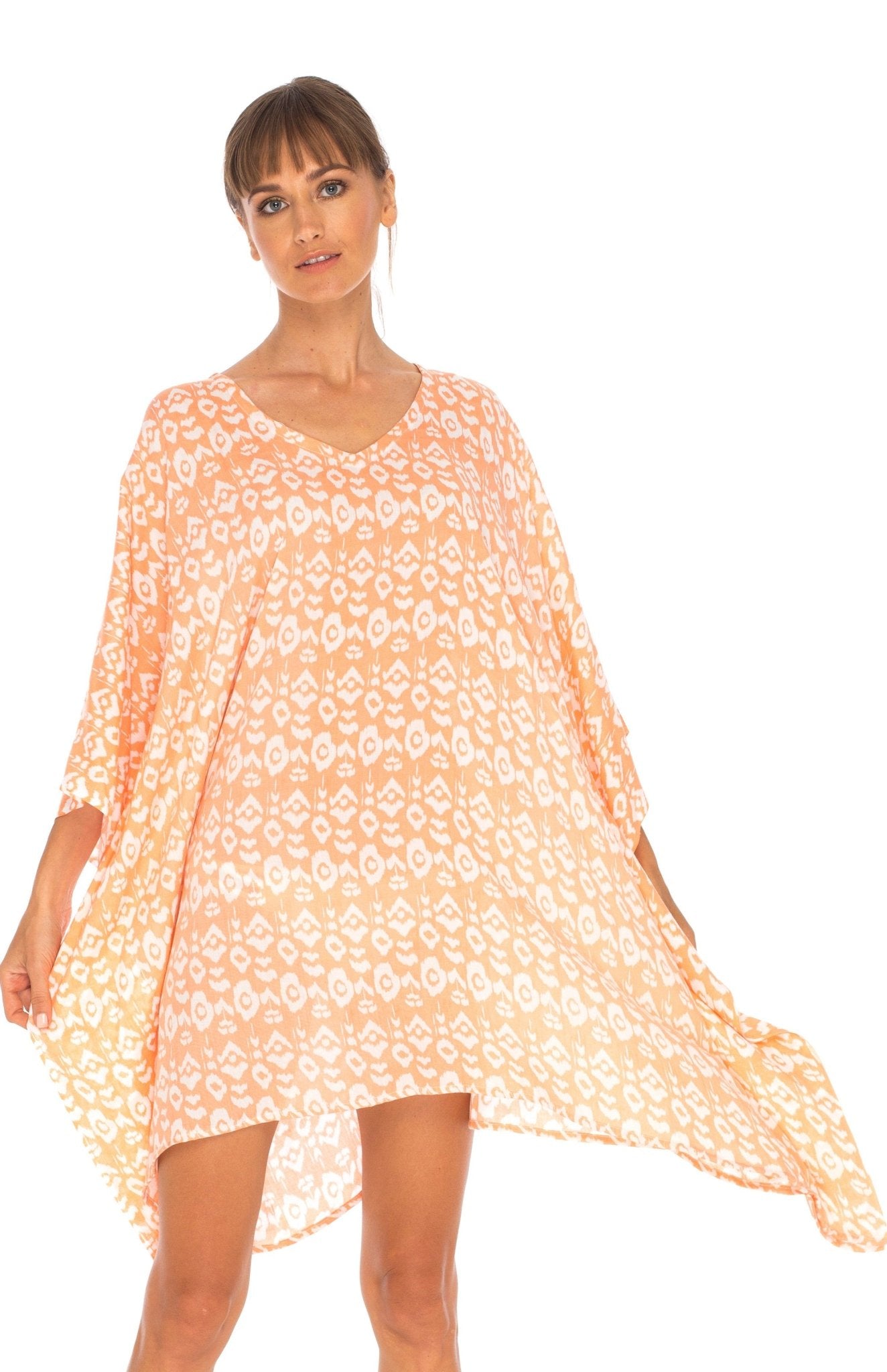 SHU - SHI Women's Short Beach Swimsuit Cover - Up - Floral Poncho Dress Kaftan Loose Top - Love ShuShi