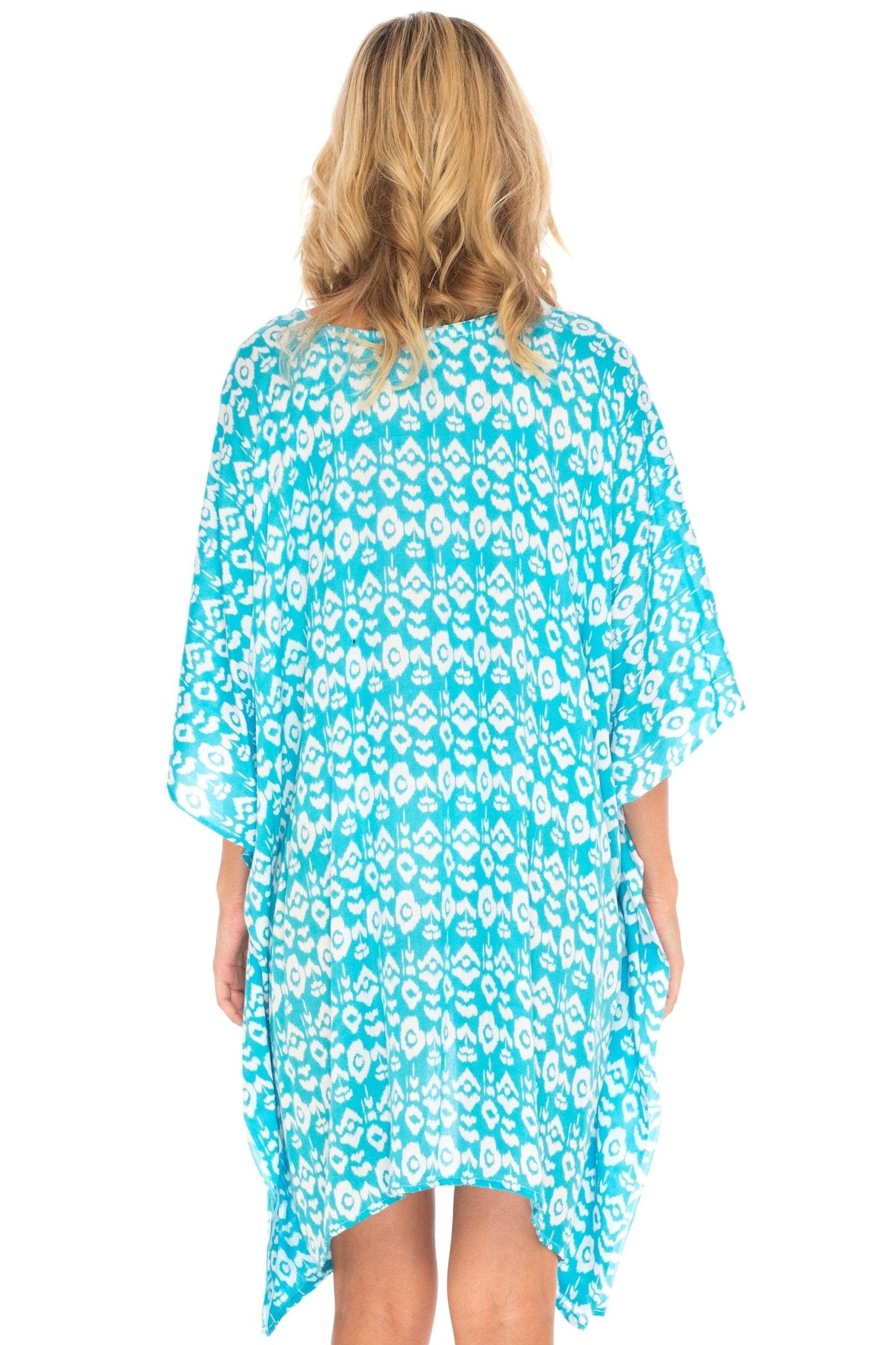 SHU - SHI Women's Short Beach Swimsuit Cover - Up - Floral Poncho Dress Kaftan Loose Top - Love ShuShi