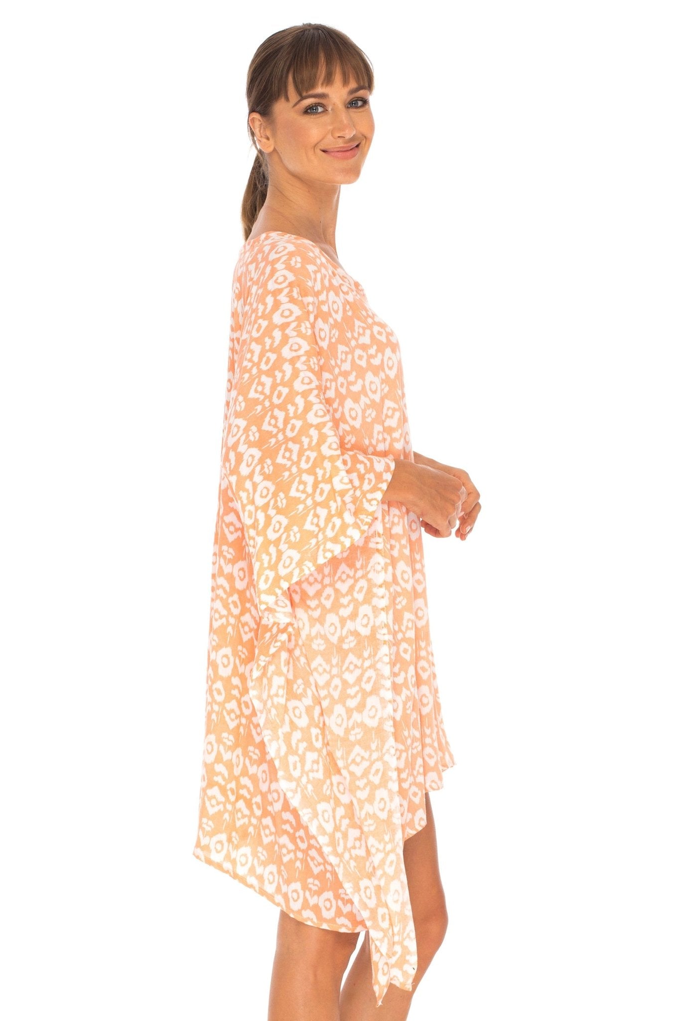 SHU - SHI Women's Short Beach Swimsuit Cover - Up - Floral Poncho Dress Kaftan Loose Top - Love ShuShi